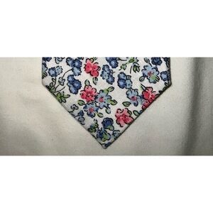 Chaps White Mens Floral Neck Tie with Pink, Green and Blue.